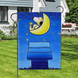 Peanuts Double - Sided Flag - Snoopy On The Moon - snoopn4pnuts.com