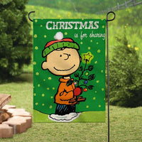 Peanuts Double - Sided Flag - Christmas Is For Sharing - snoopn4pnuts.com