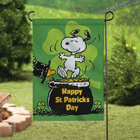 Peanuts Double - Sided Flag - Snoopy St. Patrick's Day - snoopn4pnuts.com