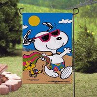 Peanuts Double - Sided Flag - Snoopy Joe Cool On The Beach - snoopn4pnuts.com