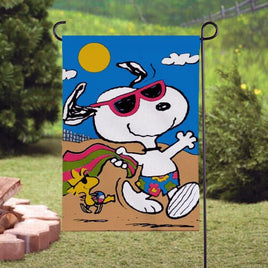 Peanuts Double - Sided Flag - Snoopy Joe Cool On The Beach - snoopn4pnuts.com