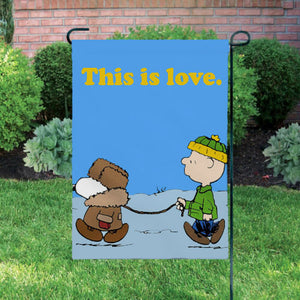 Peanuts Double-Sided Flag - Charlie Brown Walks Snoopy