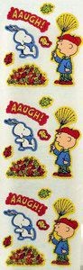 Charlie Brown And Snoopy Raking Leaves Stickers