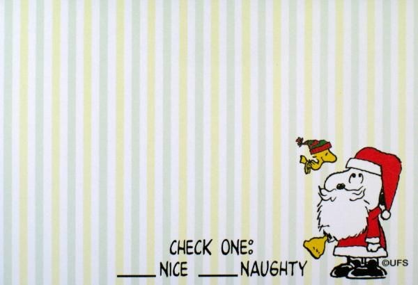 Snoopy Christmas Sticky Notes Pad - Check Naughty Or Nice