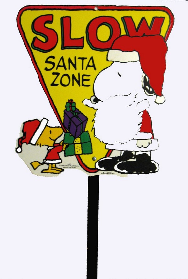 Snoopy Santa Christmas Yard Sign / Wall Decor - Santa Zone