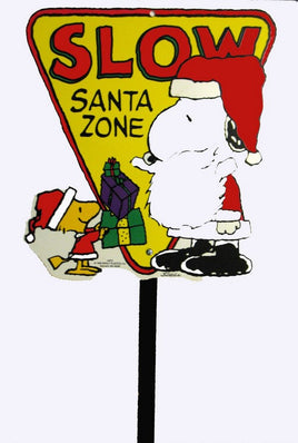 Snoopy Santa Christmas Yard Sign / Wall Decor - Santa Zone (New But Near Mint/White Areas Discolored