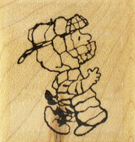 RARE Peanuts Rubber Stamp - Schroeder Catcher (New Remounted)