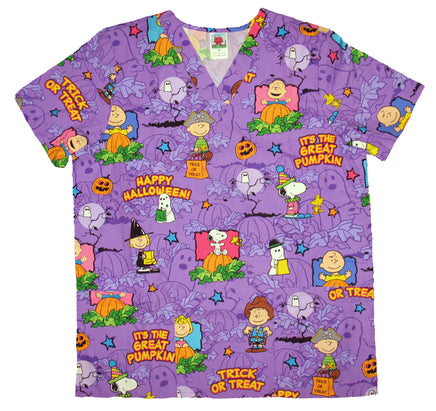 Peanuts Unisex Halloween V-Neck Scrub Top