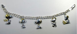 Snoopy Two-Tone Sterling Silver With Gold Plating Charm Bracelet (5 Charms)