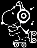 Snoopy Roller Skater Die-Cut Vinyl Decal - White