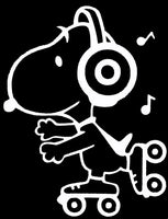 Snoopy Roller Skater Die-Cut Vinyl Decal - White