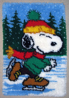 Snoopy Skater Latch Hook Wall Hanging / Rug (Completed/Ready To Hang)