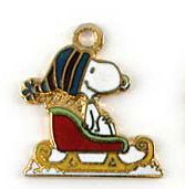 Snoopy In Sleigh Cloisonne Charm