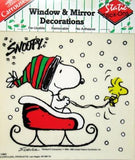 Snoopy Vintage Static Stick-On Window Cling - Snoopy In Sleigh