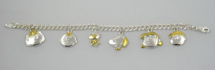 Peanuts Gang Two-Tone Sterling Silver With Gold Plating Charm Bracelet (6 Charms)