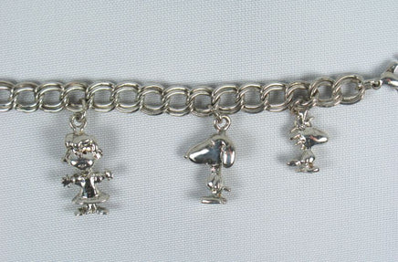 Peanuts Gang Sterling Silver 3-D Charm Bracelet (6 Charms)