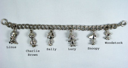 Peanuts Gang Sterling Silver 3-D Charm Bracelet (6 Charms)