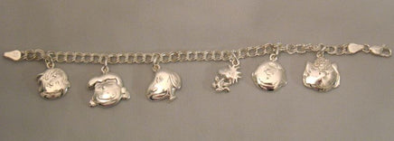 Peanuts Gang Sterling Silver Charm Bracelet (6 Charms)