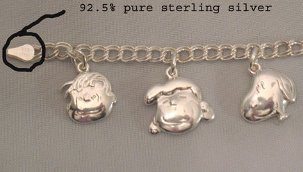 Peanuts Gang Sterling Silver Charm Bracelet (6 Charms)