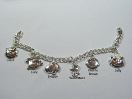 Peanuts Gang Sterling Silver Charm Bracelet (6 Charms)