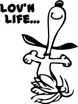 Snoopy Large "Lovin' Life" Die - Cut Vinyl Decal - snoopn4pnuts.com