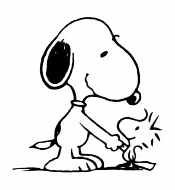 Snoopy and Woodstock Shake "Hands" Die - Cut Vinyl Decal - Black - snoopn4pnuts.com