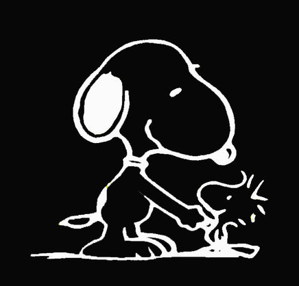 Snoopy and Woodstock Shake "Hands" Die - Cut Vinyl Decal - White - snoopn4pnuts.com