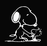 Snoopy and Woodstock Shake "Hands" Die-Cut Vinyl Decal - White