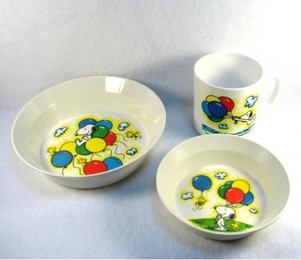 Snoopy Vintage 3-Piece Melamine Dish Set (Used But Near Mint)