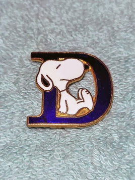 Snoopy Alphabet Cloisonne Pin - Blue "D" - snoopn4pnuts.com