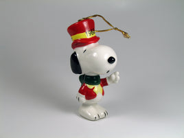 1988 Vintage Ceramic Christmas Ornament - Snoopy Caroler - snoopn4pnuts.com