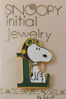 Snoopy Alphabet Cloisonne Pin - Green 