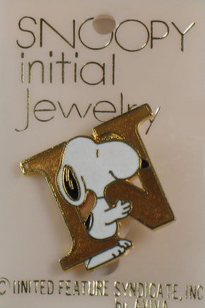 Snoopy Alphabet Cloisonne Pin - Gold "N" - snoopn4pnuts.com