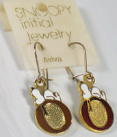 Snoopy Alphabet Cloisonne Latch Back Earrings - 