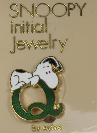 Snoopy Alphabet Cloisonne Pin - Green "Q" - snoopn4pnuts.com