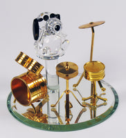 Silver Deer Vintage Snoopy Joe Cool Drummer Crystal Figurine and 4-Piece Drum Set - RARE!