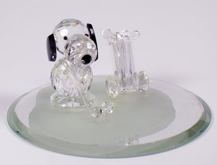 Silver Deer Vintage Crystal Snoopy Golfer With Removable Clubs - RARE! - snoopn4pnuts.com