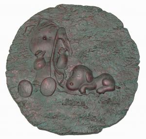 Linus And Snoopy Napping Stepping Stone / Plaque - Bronze Patina