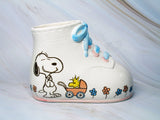 Snoopy Vintage Baby Shoe Planter - Blue