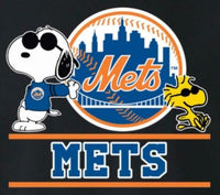 Snoopy Professional Baseball Indoor/Outdoor Waterproof Vinyl Decal - New York Mets