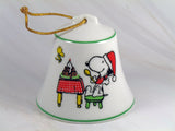 1977 Peanuts Porcelain Christmas Bell Ornament - Happy Holidays (New But Near Mint)