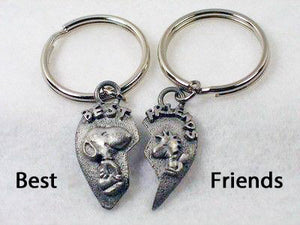 "BEST FRIENDS" 2-D Pewter Key Ring Set