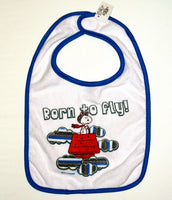 Snoopy Flying Ace Baby Bib - Born To Fly - Special Low Price!