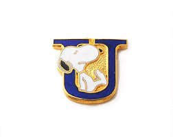 Snoopy Alphabet Cloisonne Pin - Blue "U" - snoopn4pnuts.com