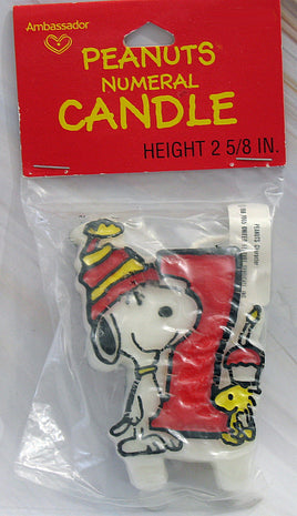 Snoopy Number 1 Vintage Birthday Candle (NEW But Near Mint/Wax Softened In Past) - snoopn4pnuts.com
