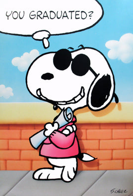 Giant Vintage Snoopy Joe Cool Graduation Card With Giant Mailing Envelope