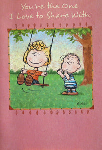1986 Peanuts Greeting Card Booklet With Envelope (8 Double-Sided Pages) - You're The One I Love To Share With