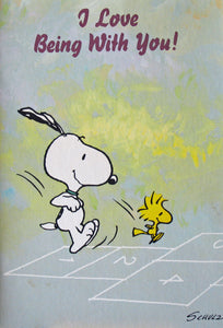 1986 Peanuts Greeting Card Booklet With Envelope (8 Double-Sided Pages) - I Love Being With You!