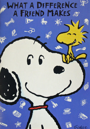 1991 Peanuts Greeting Card Booklet With Envelope (8 Double - Sided Pages) - What A Difference A Friend Makes - snoopn4pnuts.com