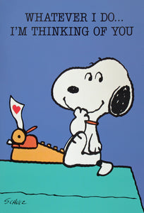 1987 Peanuts Greeting Card Booklet With Envelope (8 Double-Sided Pages) - Whatever I Do...I'm Thinking Of You